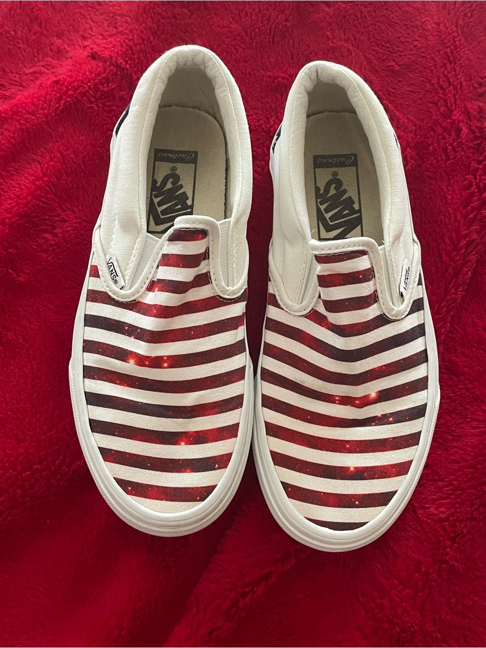 Vans Custom Men’s 5 / Women’s 6.5 Slip-On Shoes in Red, White & Blue